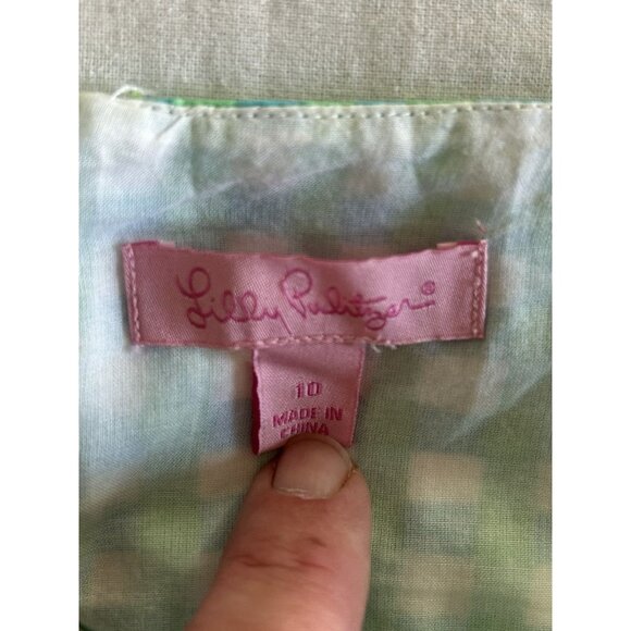 Lilly Pulitzer Women’s Tate Teal Gingham Mini Skirt Size 10 - Picture 3 of 6